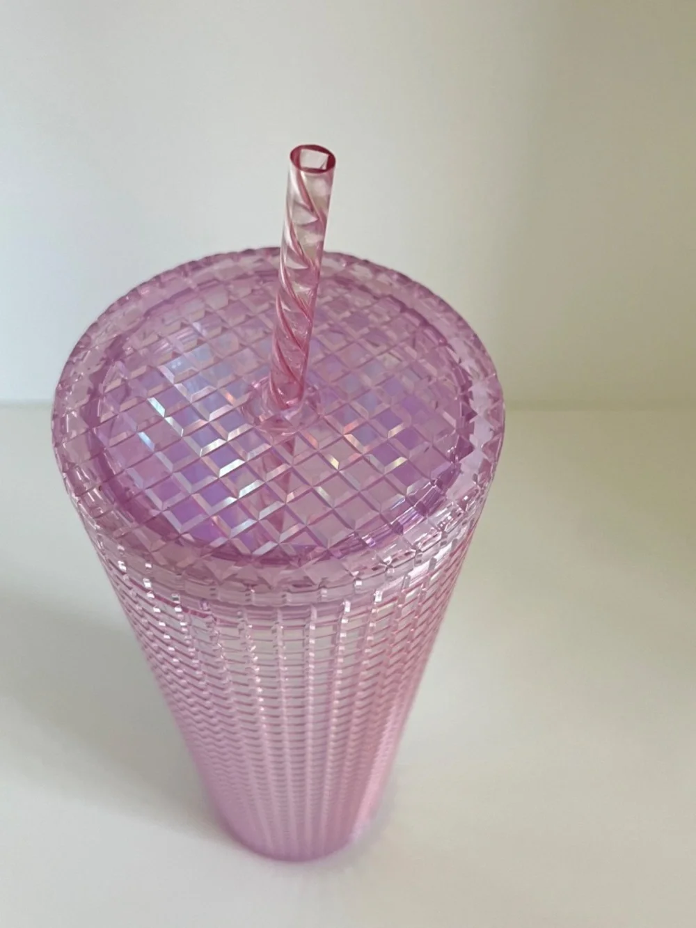 LIMITED EDITION Starbucks 2020 Pink Grid Disco Cold Venti Tumbler Venti